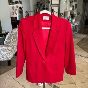 VTG Pendleton Blazer Women Med Petite Red 100% Pure Wool Single Button USA